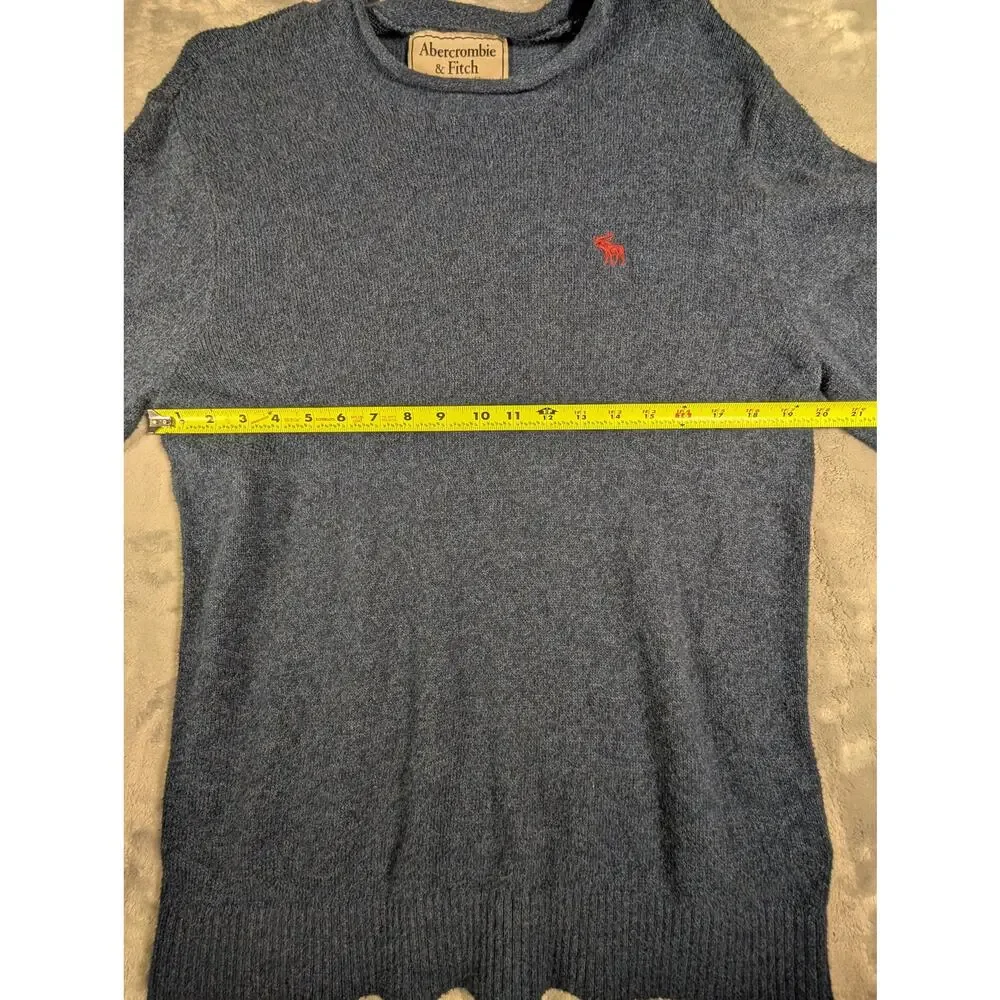 VTG Y2K Abercrombie & Fitch sweater red moose logo blue crewneck preppy Large